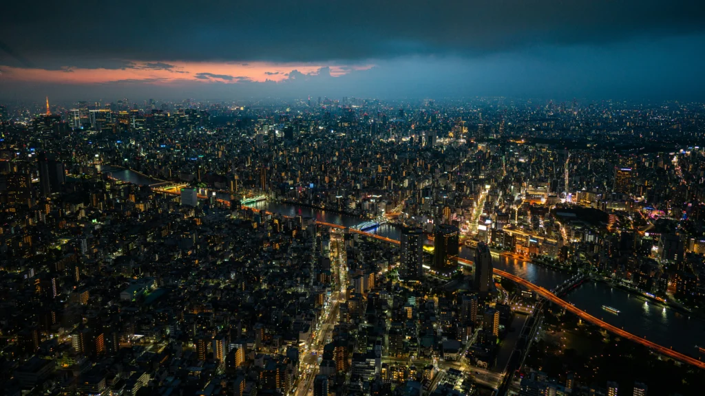 Vue de nuit de la tour Tokyo SkyTree